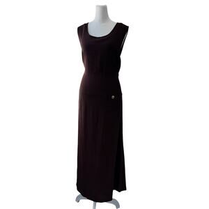 Vintage ‘90s Clues Collections Brown & Black Checker Print Sleeveless Maxi Dress